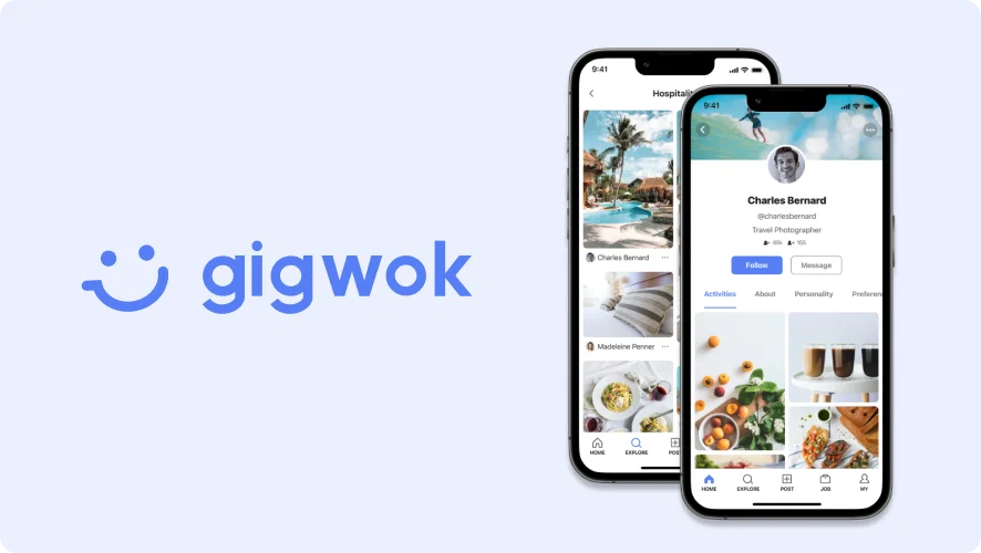 Gigwok platform screens showing culture-fit job matching